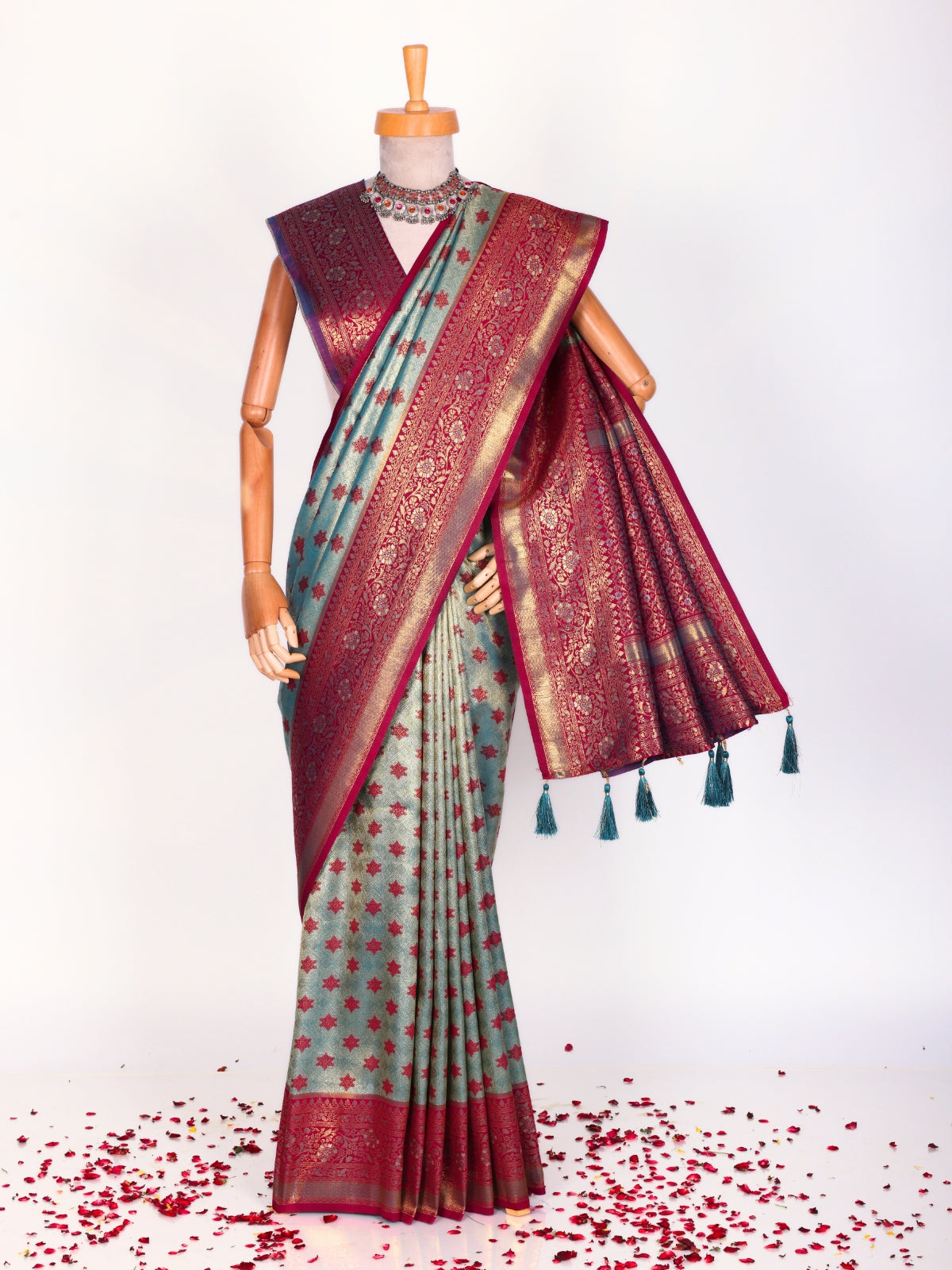 Skyblue color Kanjivaram work Designer Saree BLS1004_Skyblue