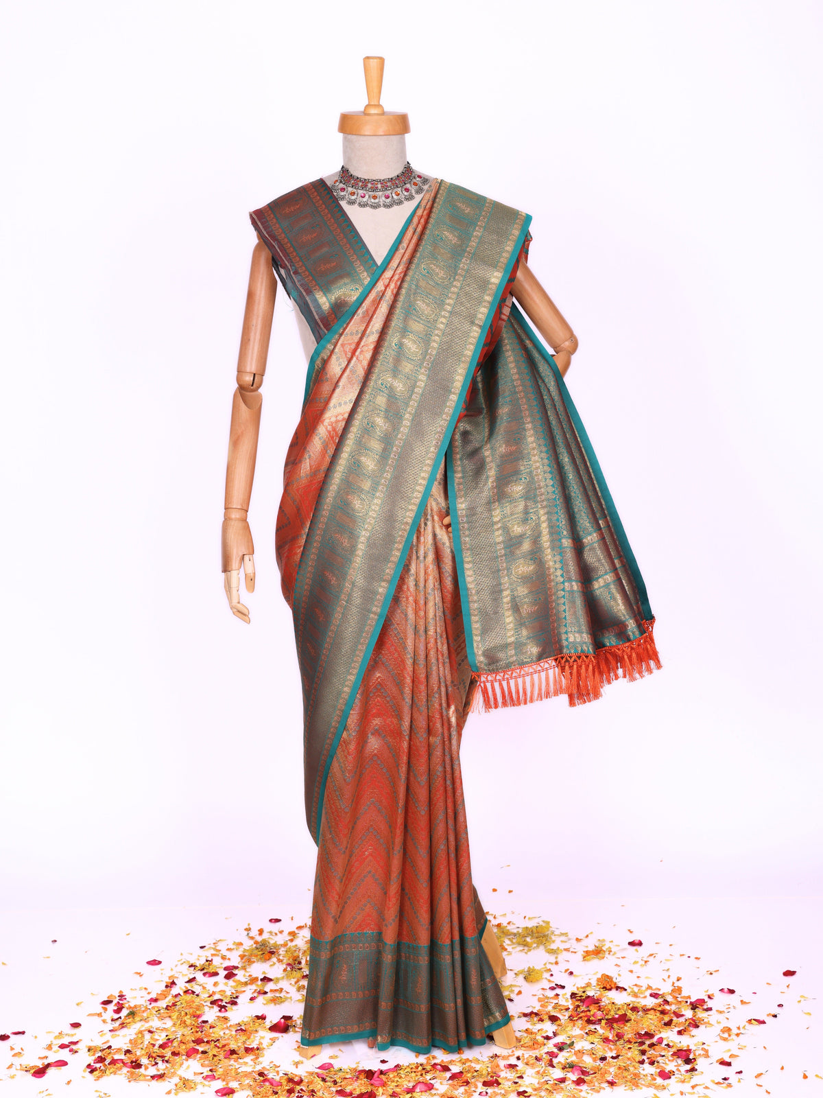 Orange color Kanjivaram work Designer Saree BLS1008_Orange