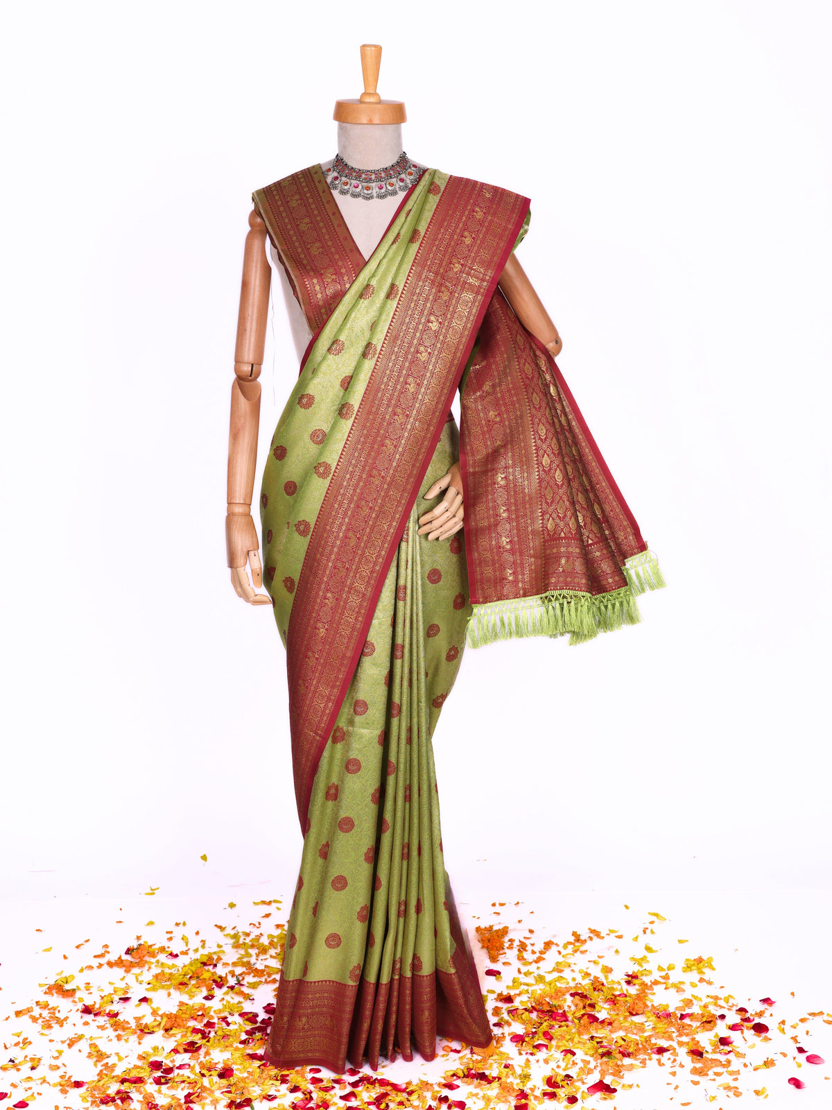Parrot color Kanjivaram work Designer Saree BLS1009_Parrot