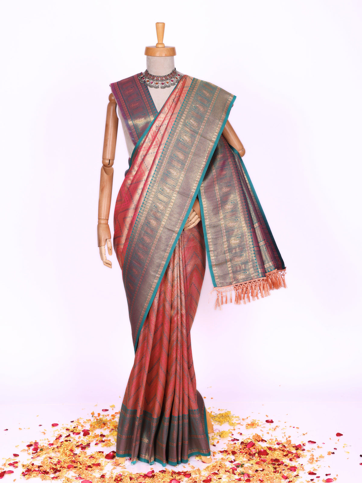 Peach color Kanjivaram work Designer Saree BLS1008_Peach