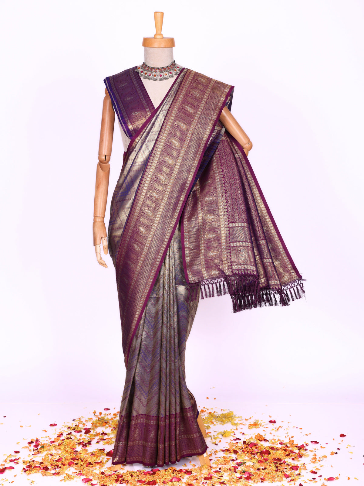 Purple color Kanjivaram work Designer Saree BLS1008_Purple