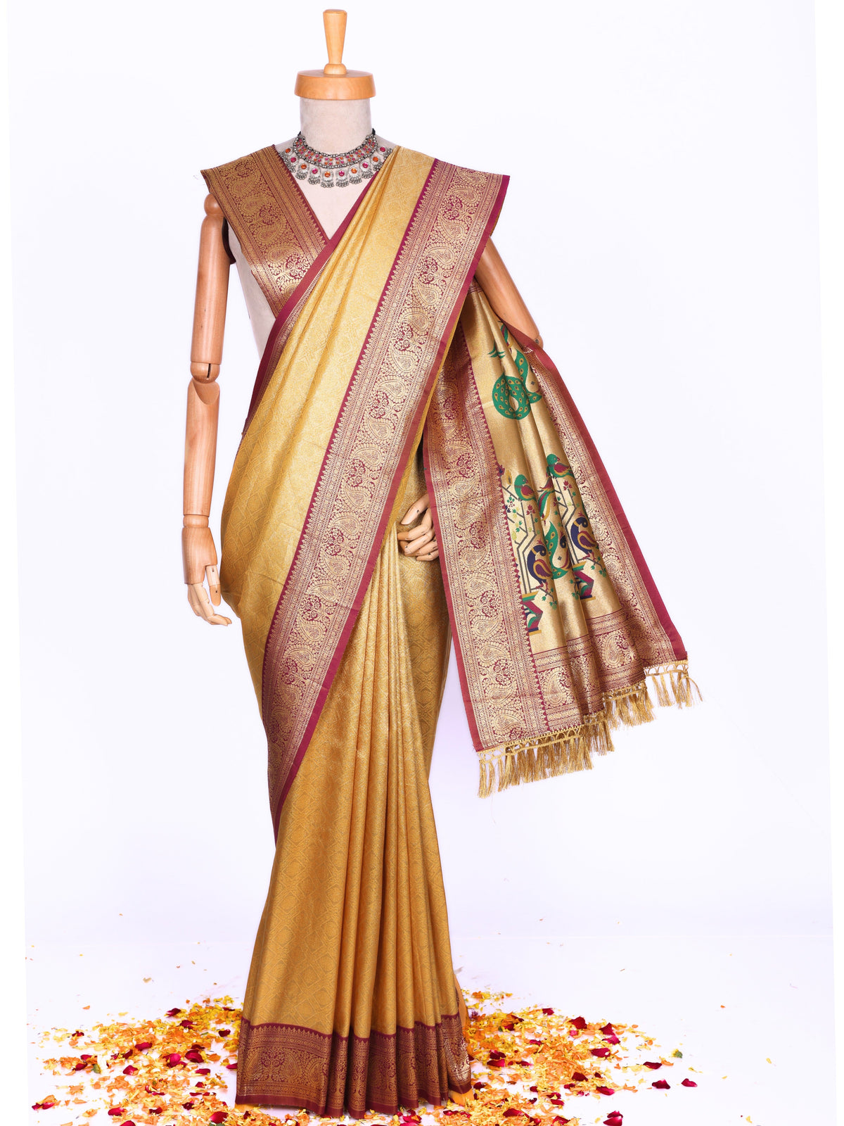 Yellow color Kanjivaram work Designer Saree BLS1013_Yellow