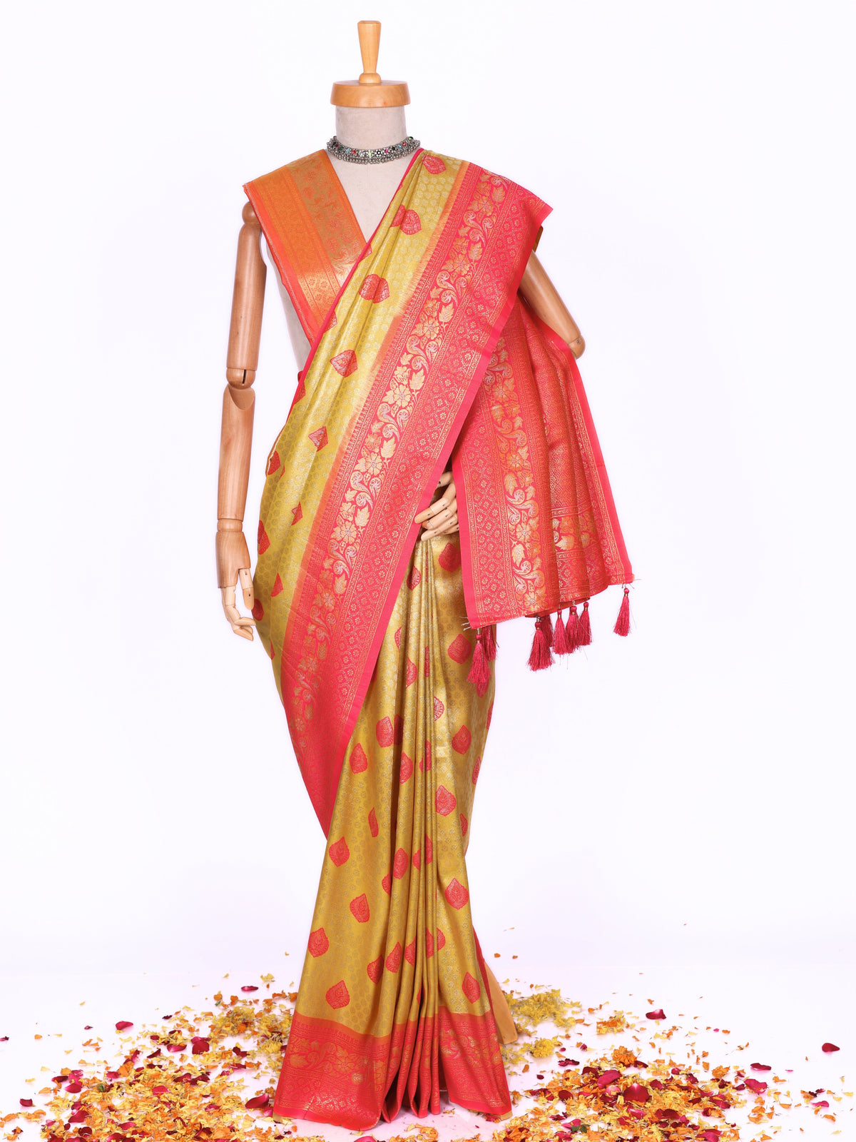 Yellow color Kanjivaram work Designer Saree BLS1007_Yellow