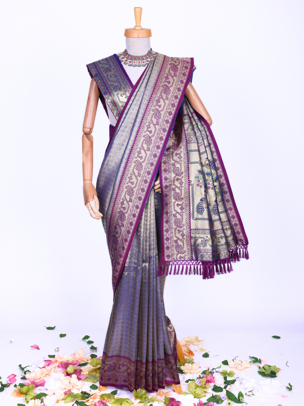 Purple color Kanjivaram work Designer Saree BLS1015_Purple