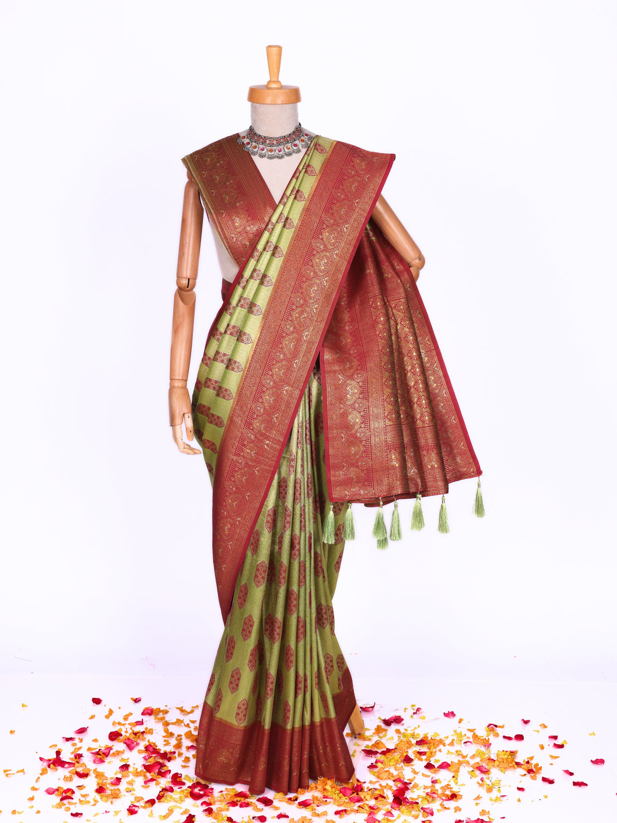 Parrot color Kanjivaram work Designer Saree BLS1010_Parrot