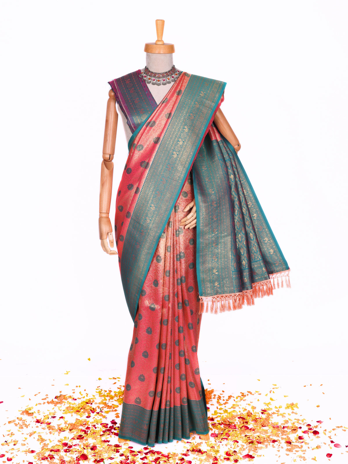 Peach color Kanjivaram work Designer Saree BLS1009_Peach