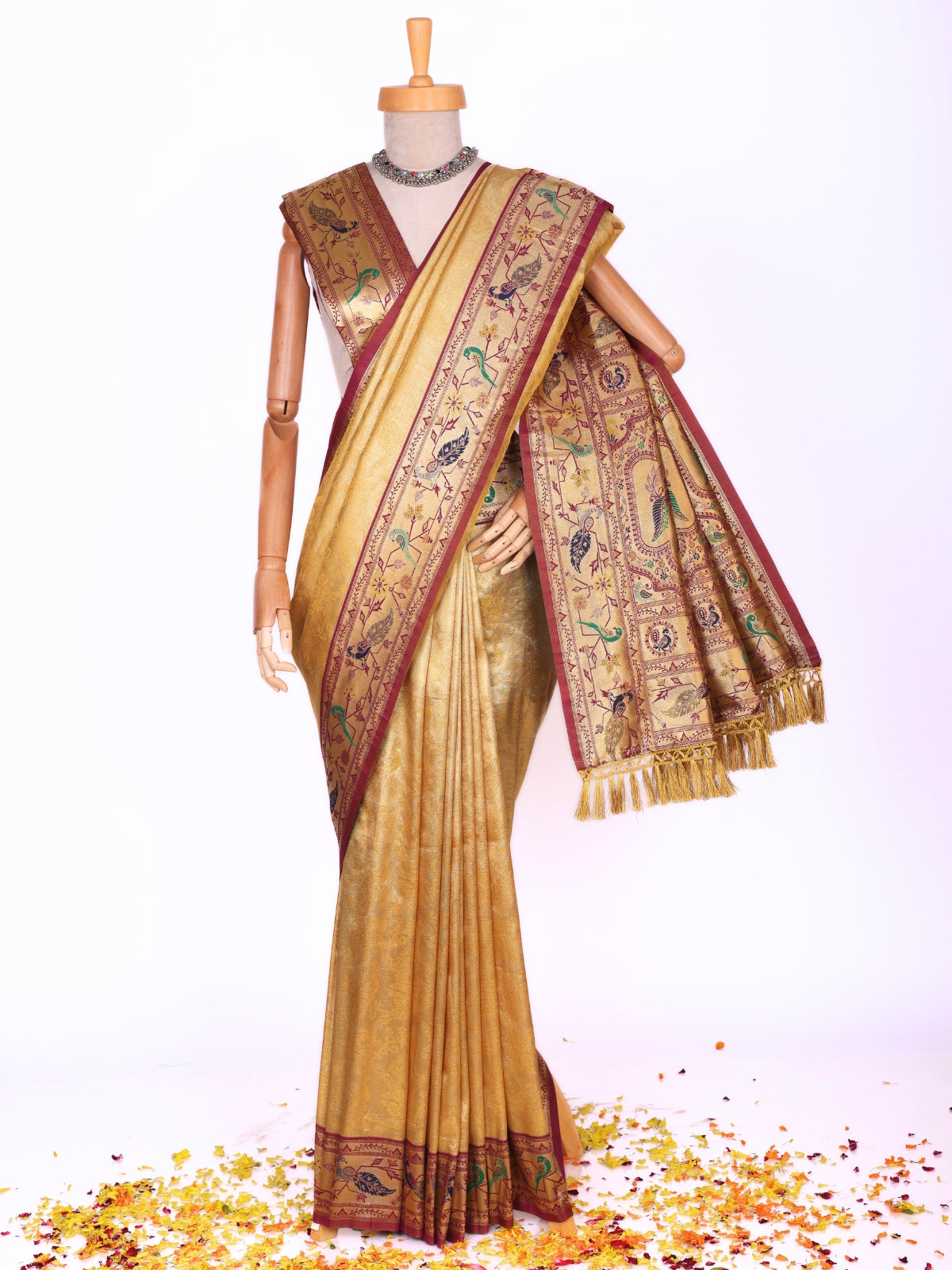 Yellow color Kanjivaram work Designer Saree BLS1006_Yellow