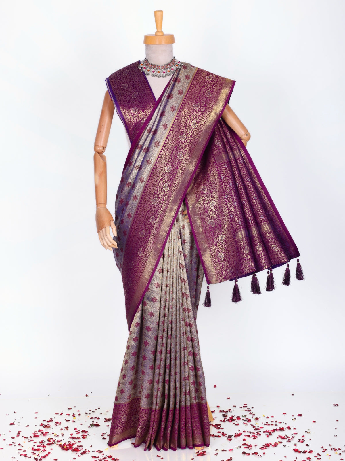 Purple color Kanjivaram work Designer Saree BLS1004_Purple