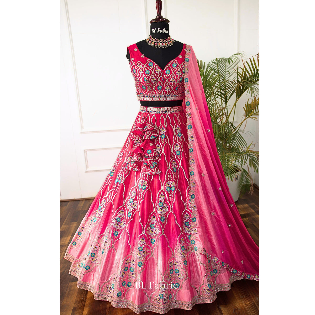 Shadding Pink color Sequence Embroidery work Designer Lehenga Choli for Wedding Function BL1525