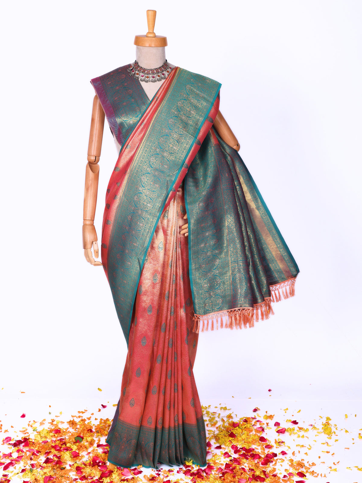 Peach color Kanjivaram work Designer Saree BLS1011_Peach