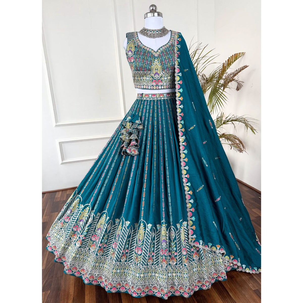 Bondi blue color Sequence Embroidery work Designer Lehenga Choli BL1557