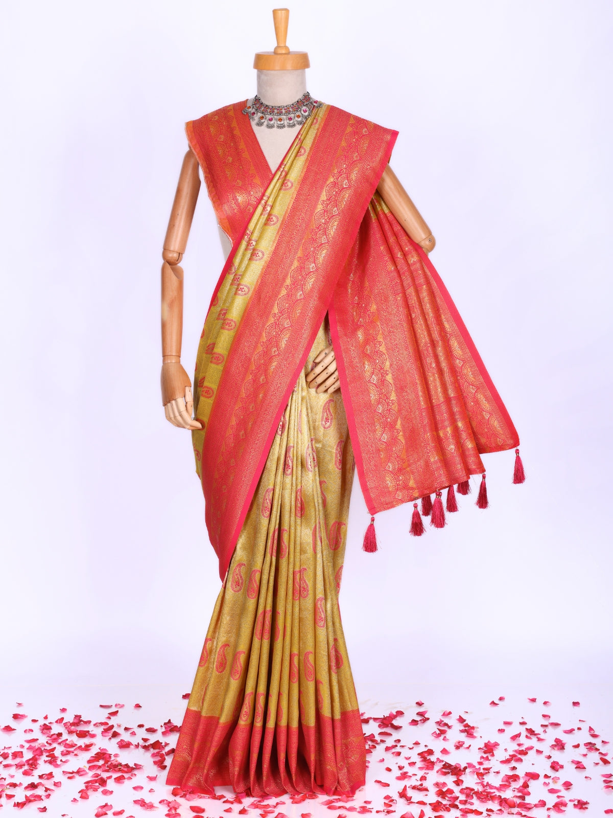 Yellow color Kanjivaram work Designer Saree BLS1002_Yellow