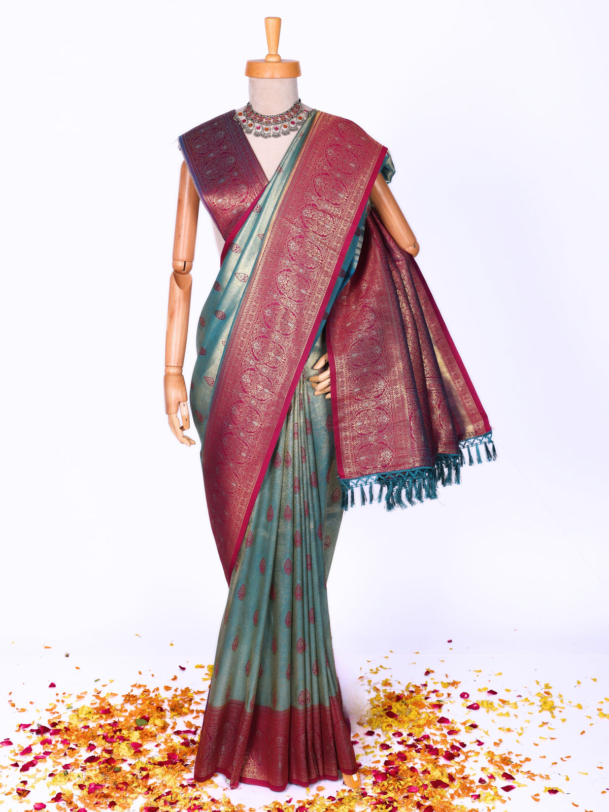 Sky blue color Kanjivaram work Designer Saree BLS1011_Sky blue