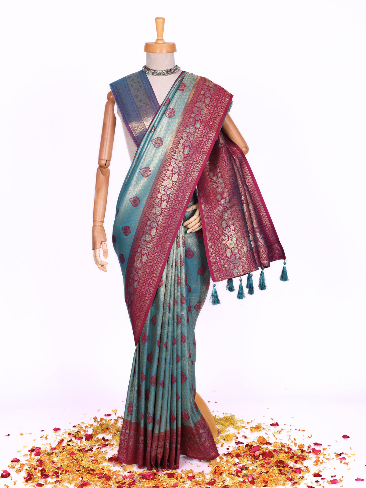 Skyblue color Kanjivaram work Designer Saree BLS1007_Skyblue