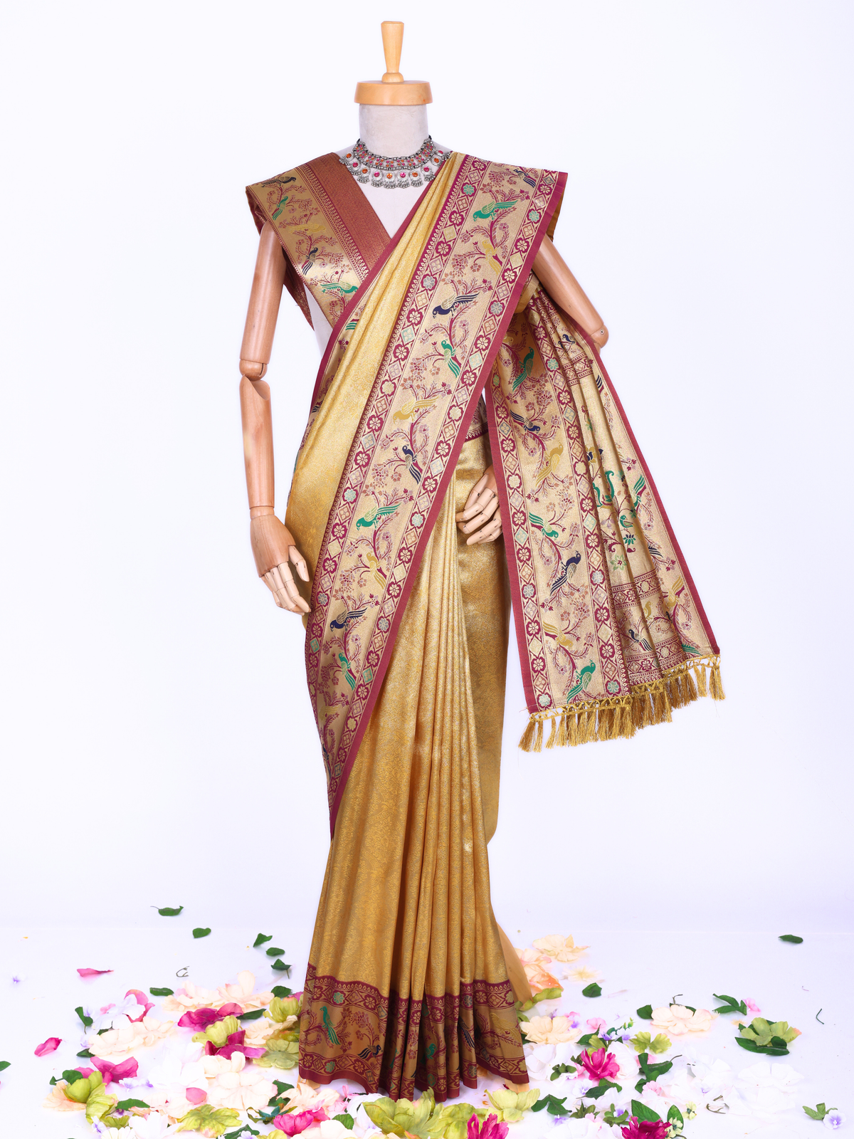 Yellow color Kanjivaram work Designer Saree BLS1014_Yellow