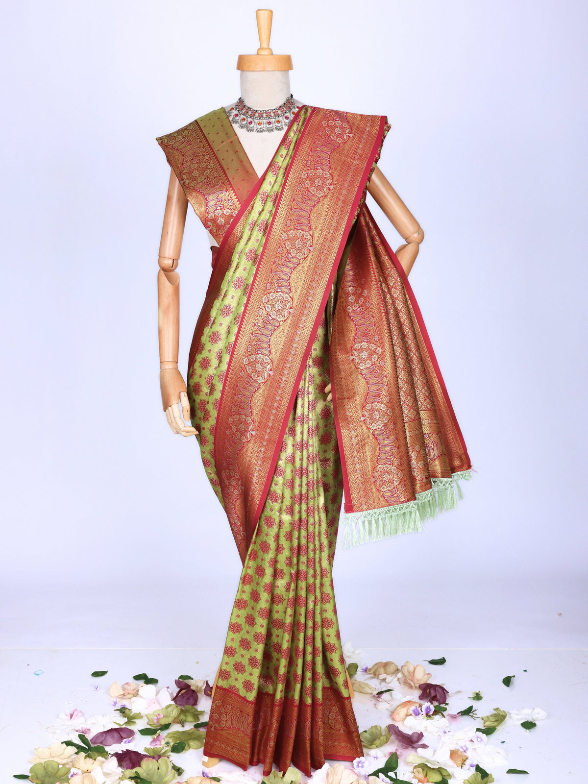 Parrot color Kanjivaram work Designer Saree BLS1003_Parrot