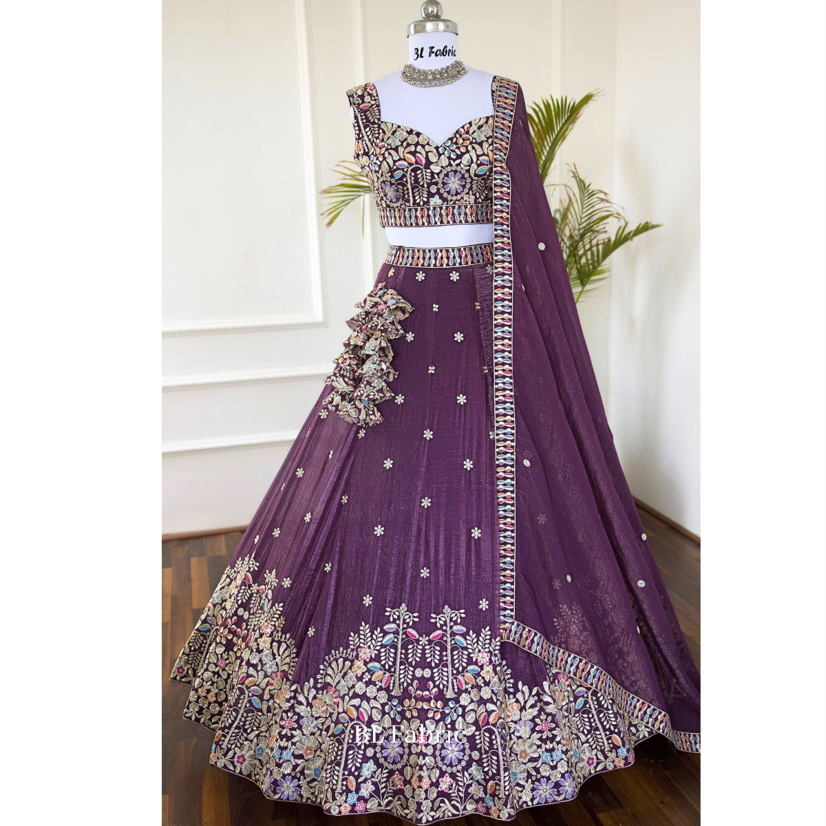 Rosy Purple color Sequence Thread Embroidery work Designer Lehenga Choli for Any Function BL1515