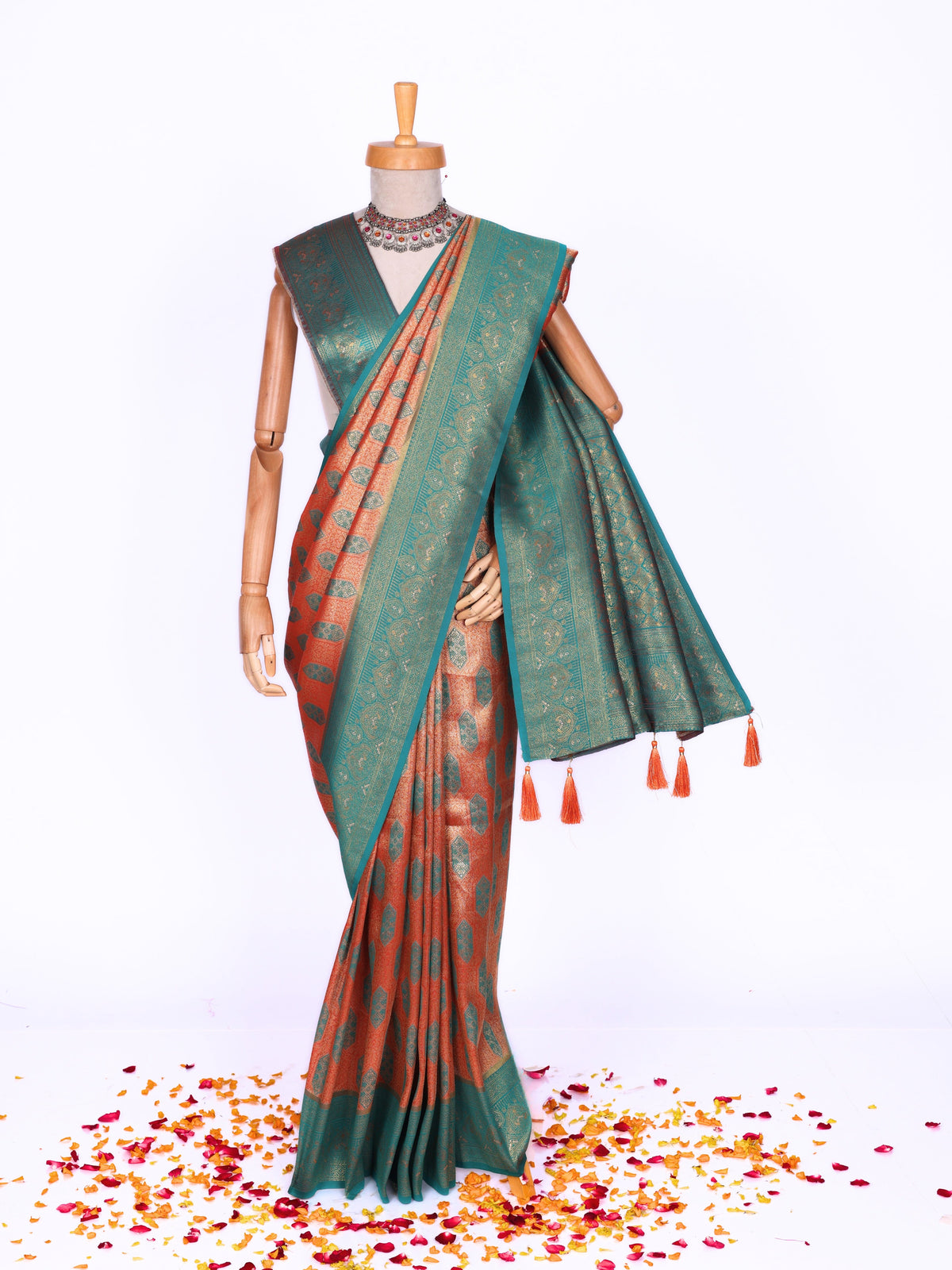 Orange color Kanjivaram work Designer Saree BLS1010_Orange