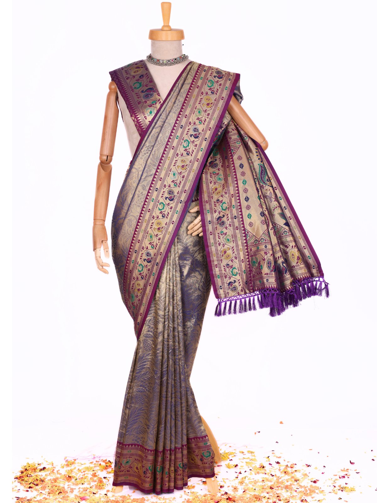 Purple color Kanjivaram work Designer Saree BLS1005_Purple