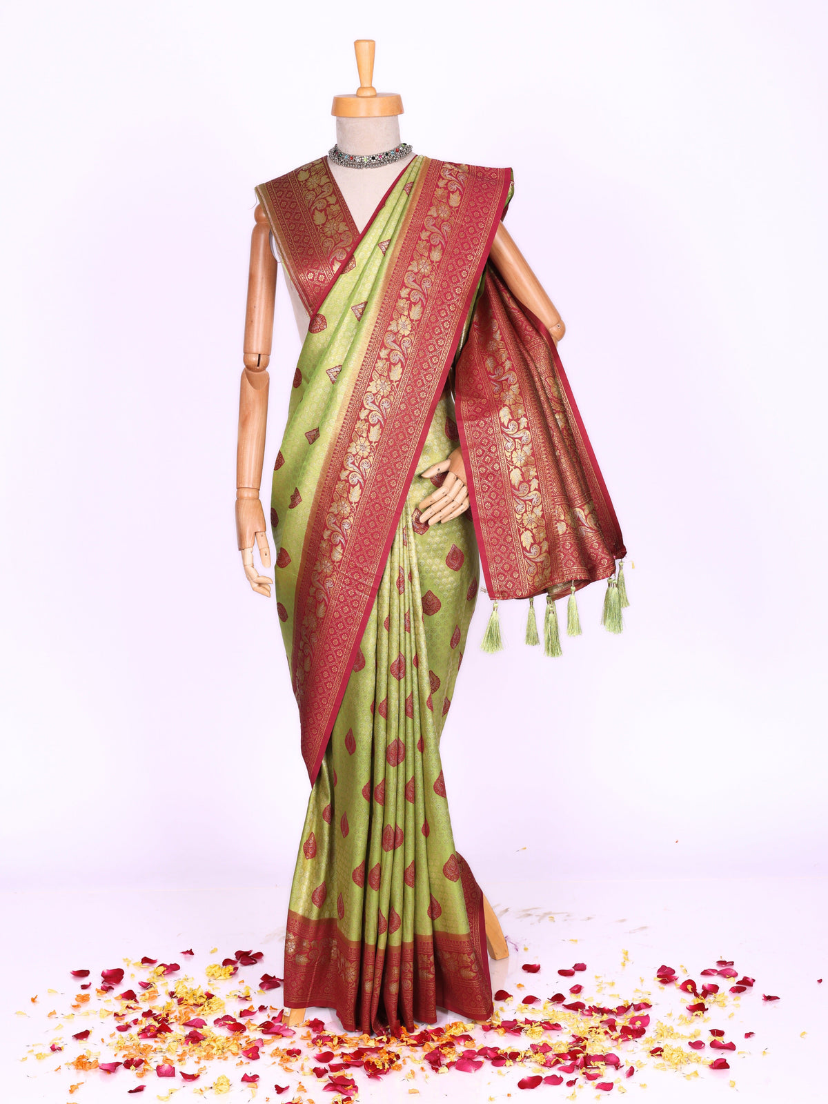Parrot color Kanjivaram work Designer Saree BLS1007_Parrot