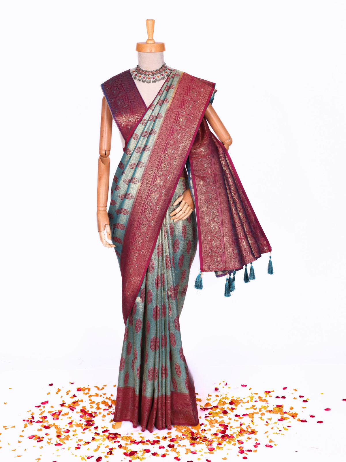 Skyblue color Kanjivaram work Designer Saree BLS1010_Skyblue