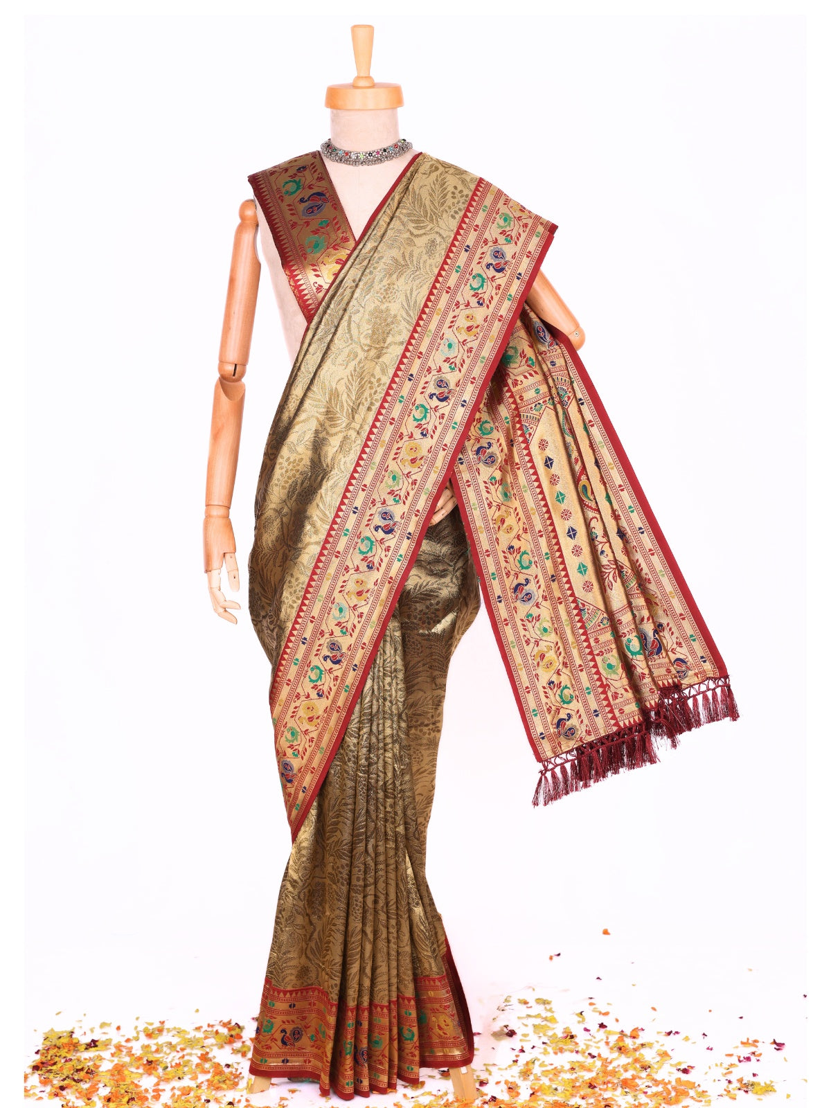 Maroon color Kanjivaram work Designer Saree BLS1005_Maroon