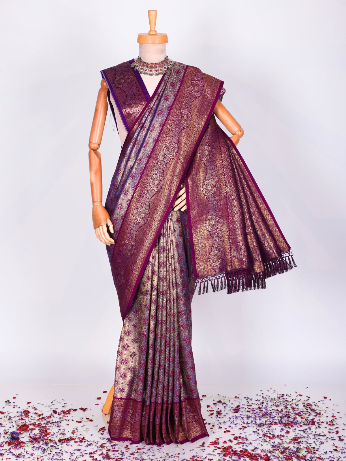 Purple color Kanjivaram work Designer Saree BLS1003_Purple