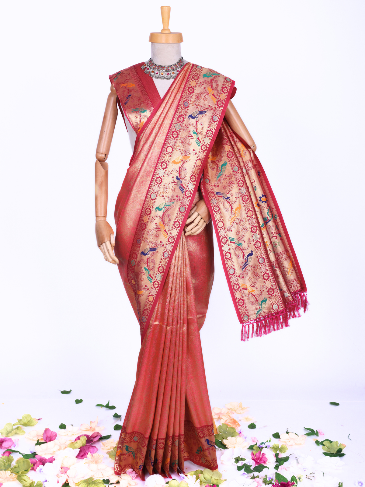 Pink color Kanjivaram work Designer Saree BLS1014_Pink