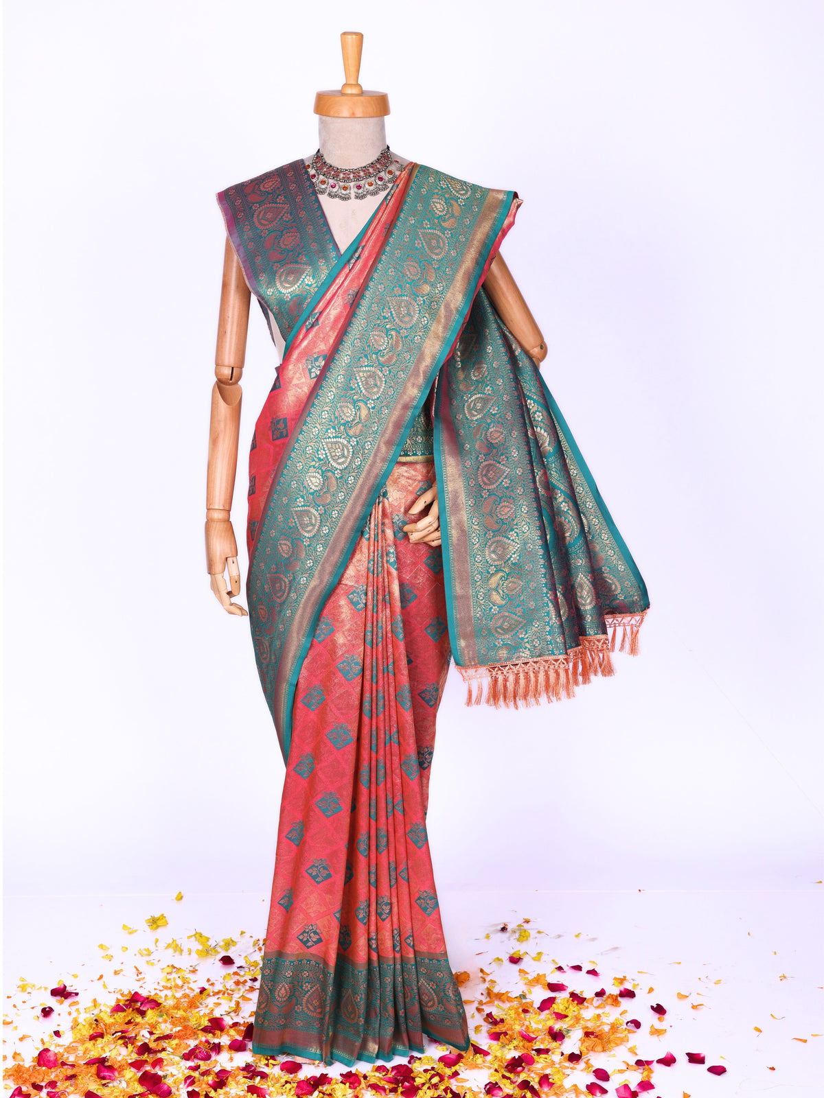 Peach color Kanjivaram work Designer Saree BLS1012_Peach