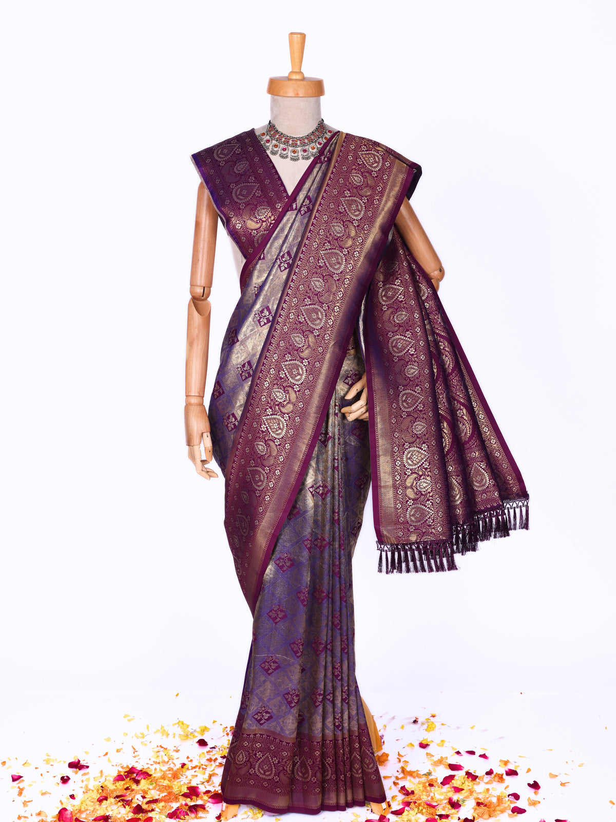 Purple color Kanjivaram work Designer Saree BLS1012_Purple