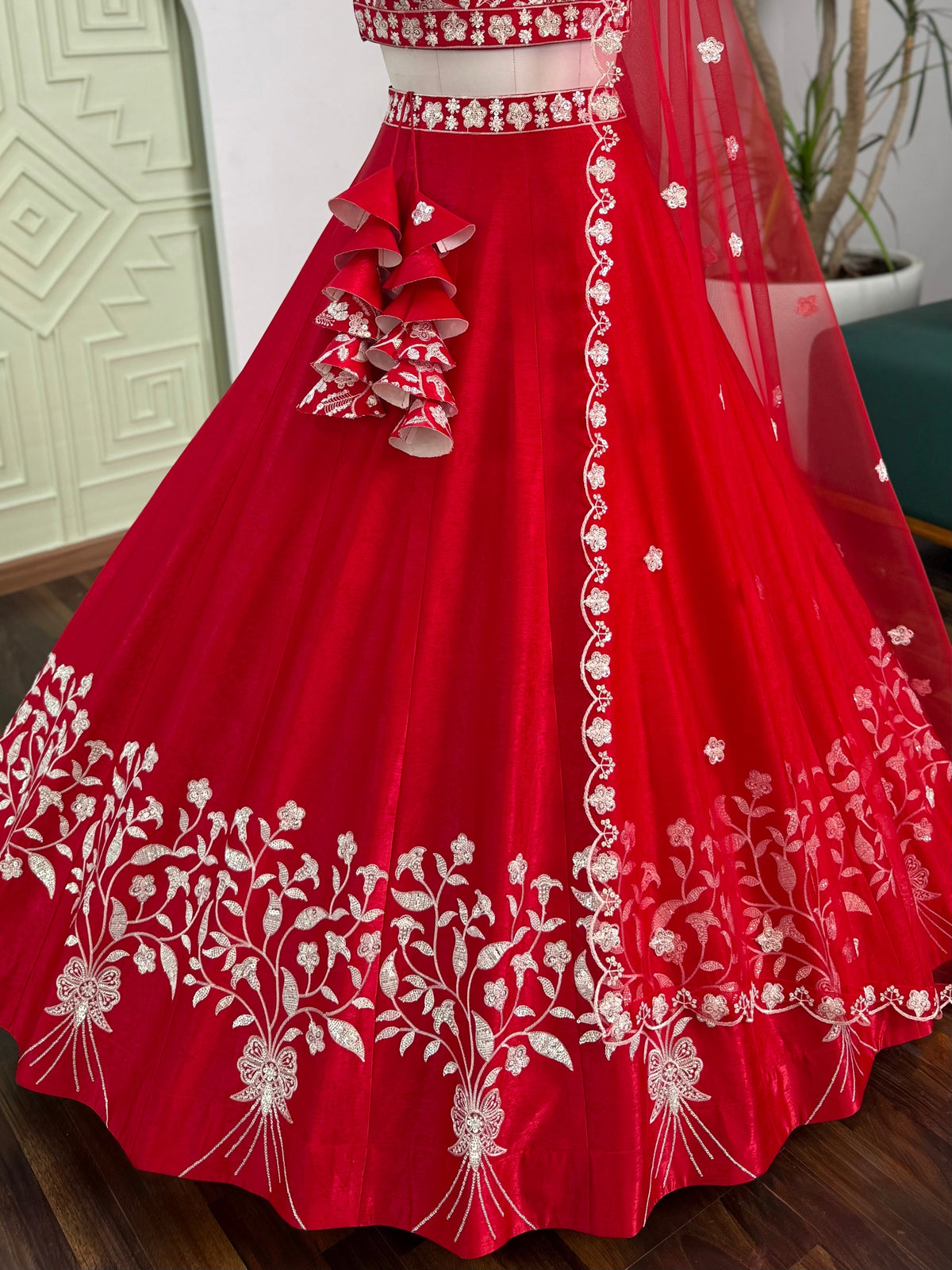 Ruby Red color Designer Sequence Embroidery work Lehenga choli BL1722
