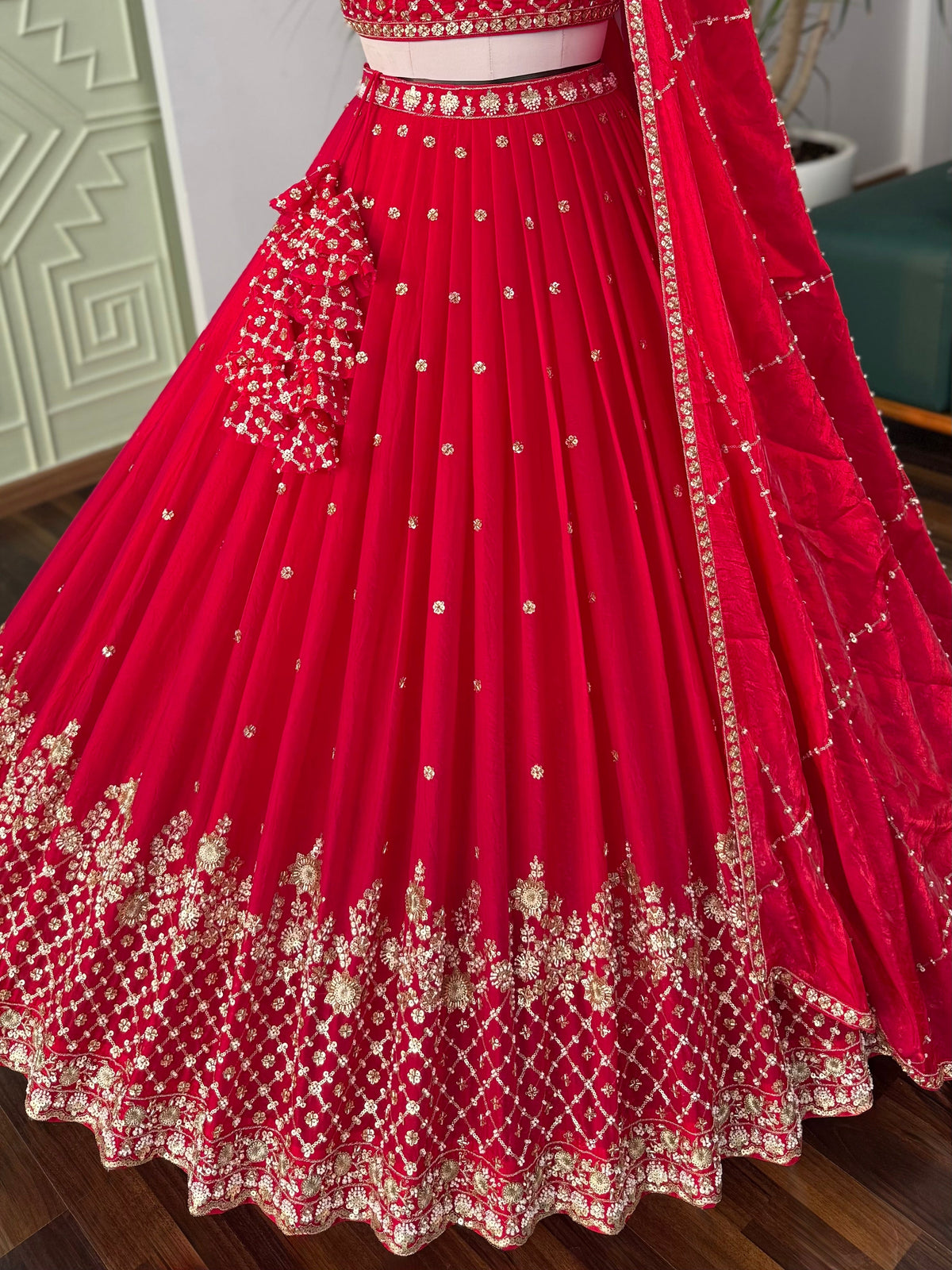 Pink color Bids Embroidery work Designer Lehenga Choli BL1675