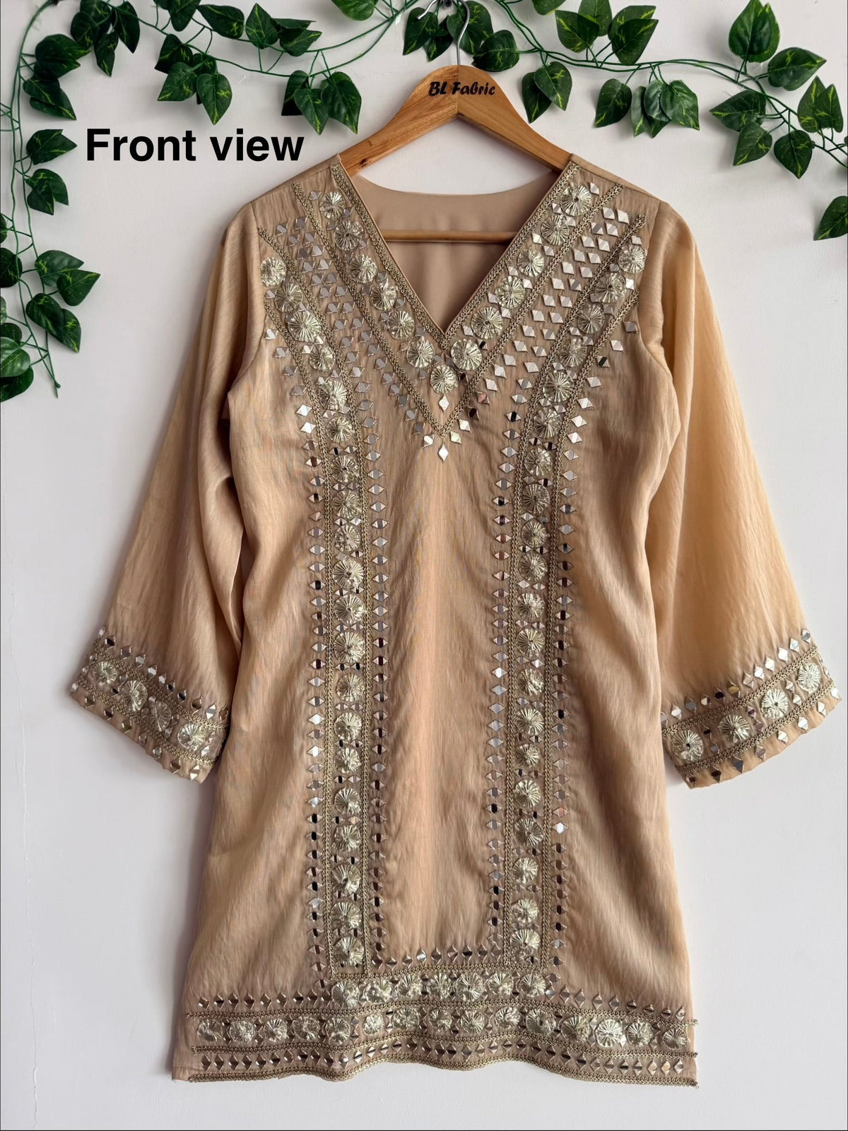 Champagne Gold Mirror & Embroidery Work Sharara set BLS120