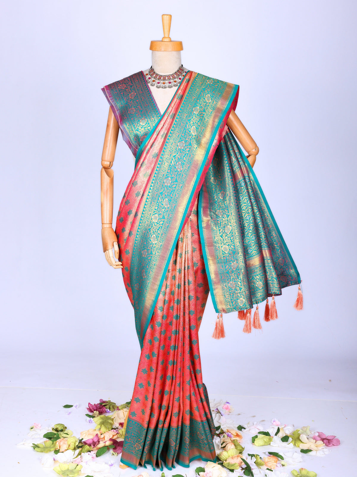 Peach color Kanjivaram work Designer Saree BLS1004_peach