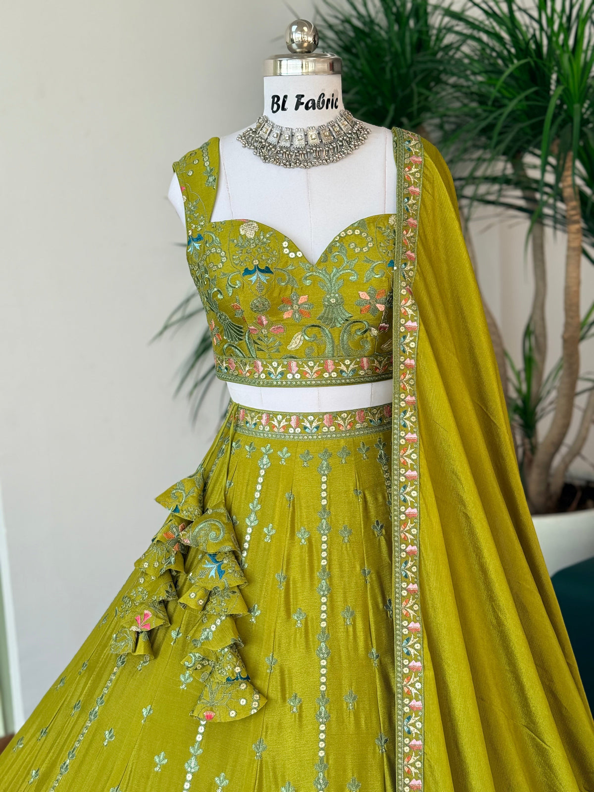 Mehendi Green color Sequence Embroidery work Designer Lehenga Choli BL1691