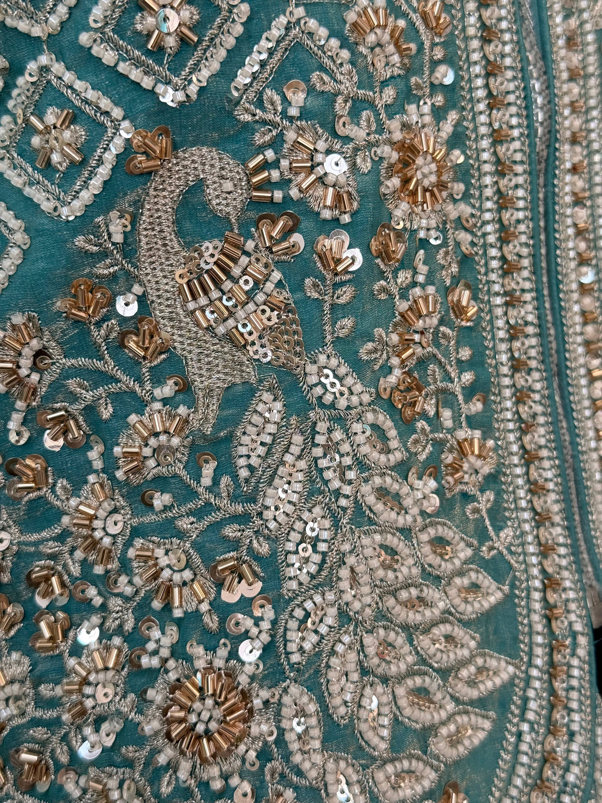 Royal Ice blue color Bids Sequence Embroidery work Sharara set BLS102