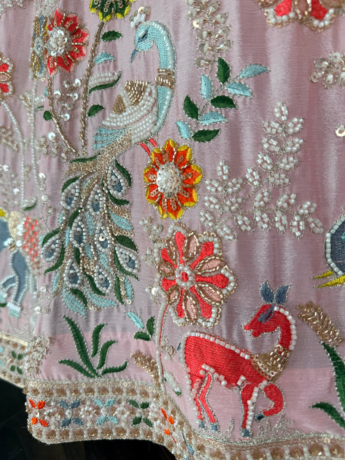 Peach Pink color Designer Bids Embroidery work Lehenga choli BL1747
