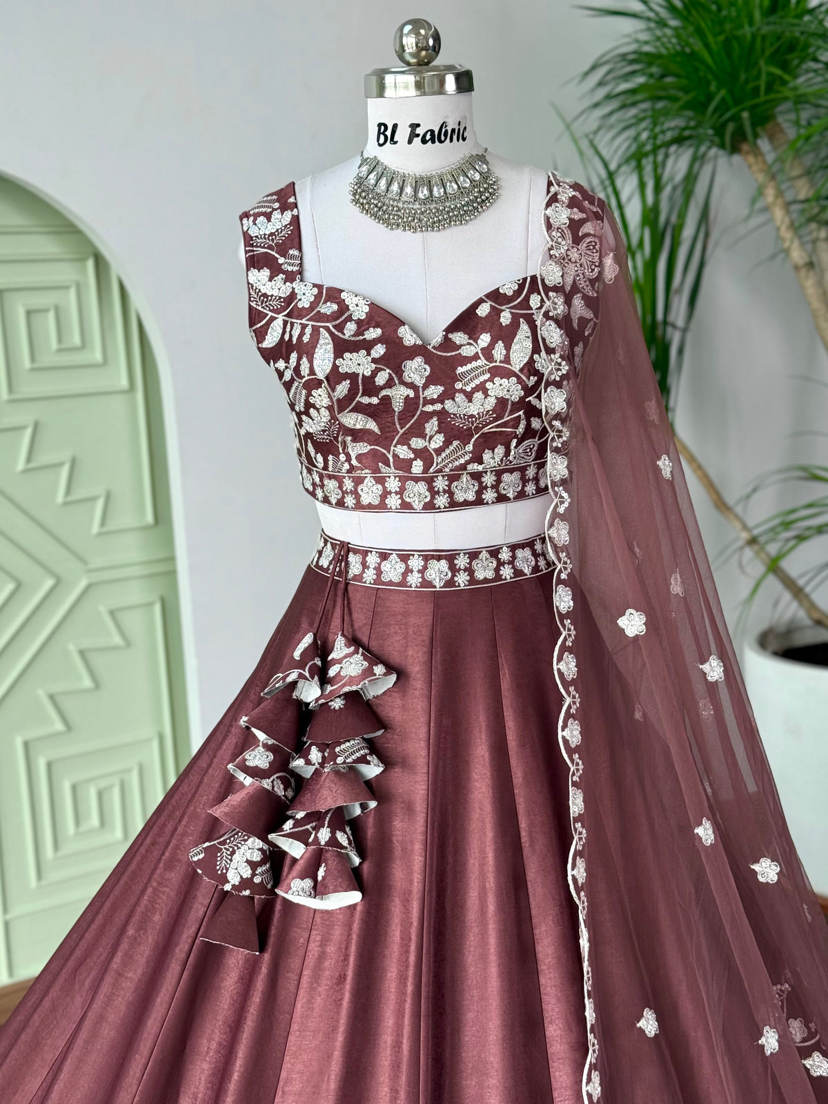 Brown color Designer Sequence Embroidery work Lehenga choli BL1677