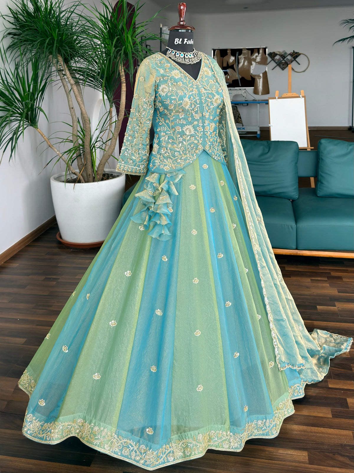 Multi color Designer Bids Embroidery work Lehenga choli BL1734