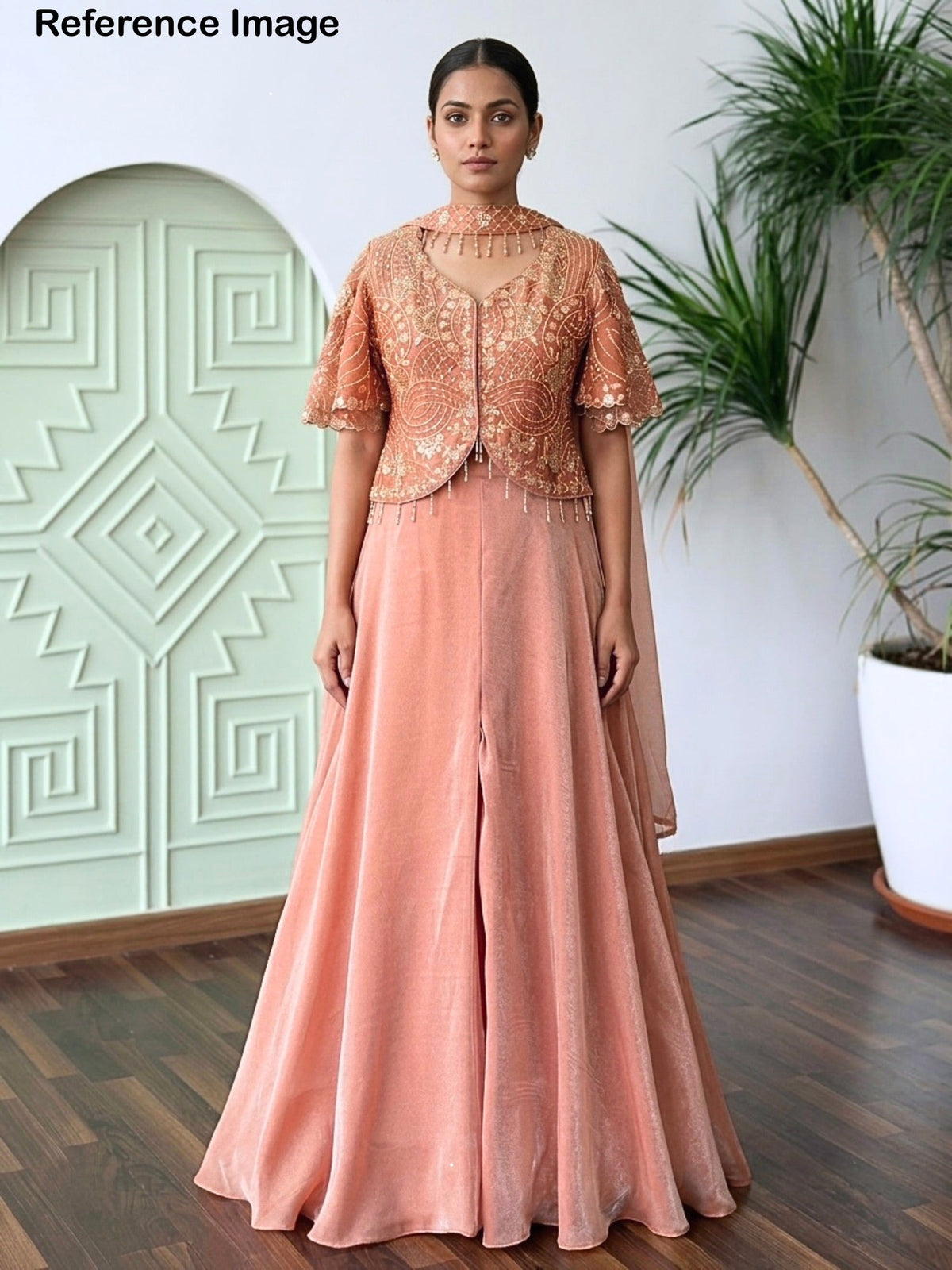 Dusty Peach color Bids Embroidery work Sharara set BLS106