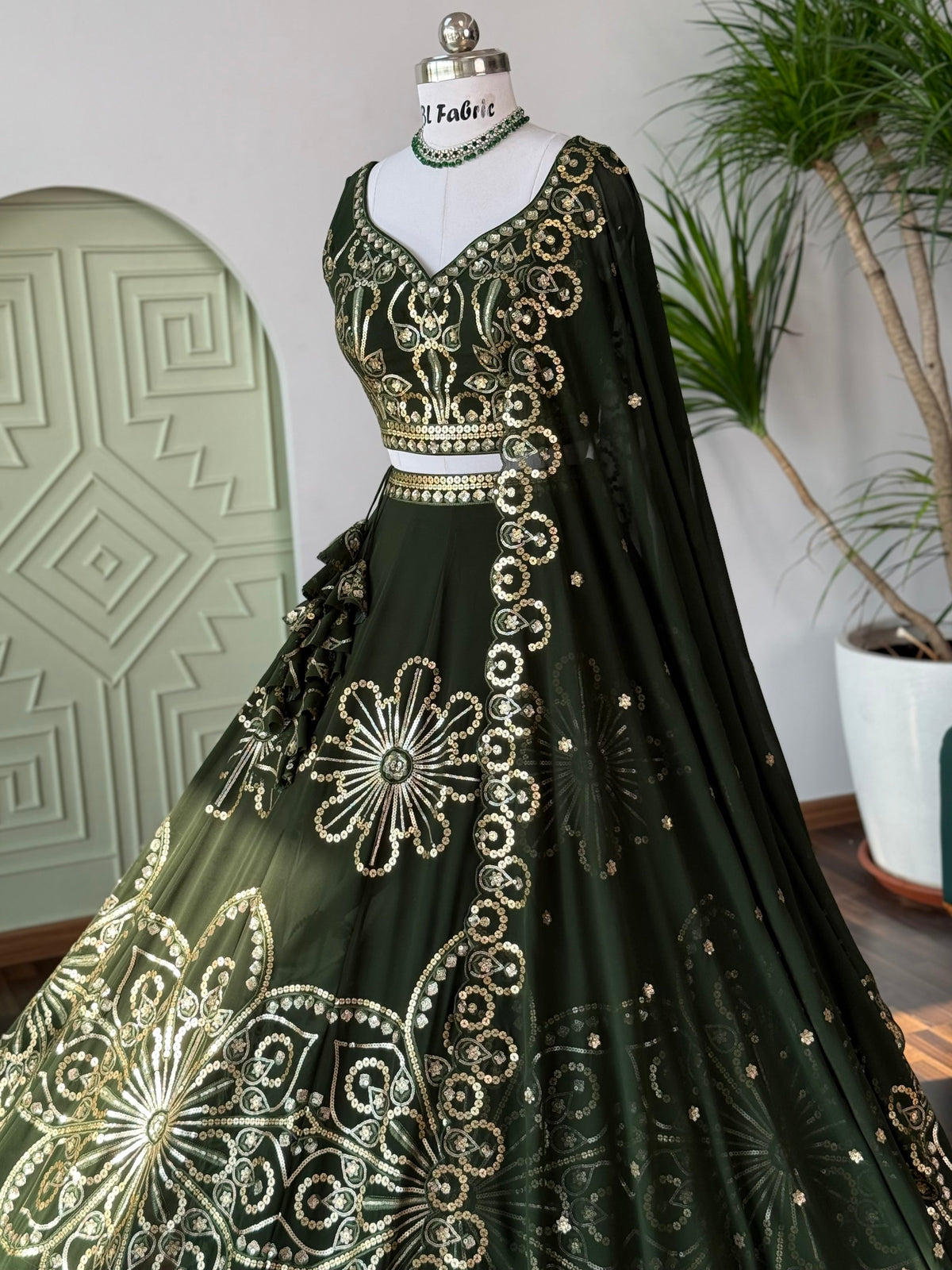 Green color Sequence Embroidery work Designer Lehenga Choli BL1657