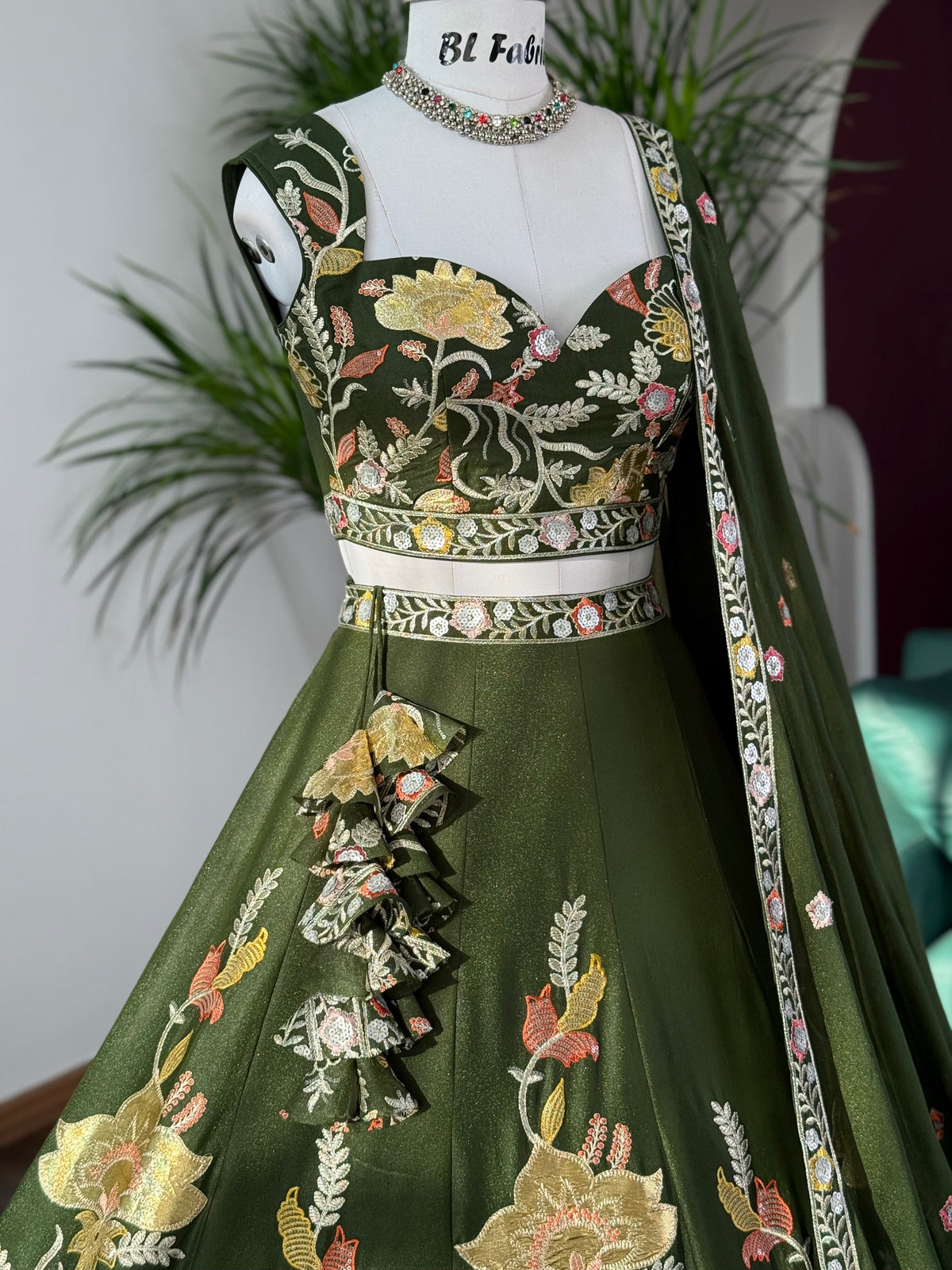 Green color Sequence Embroidery work Designer Lehenga Choli BL1660