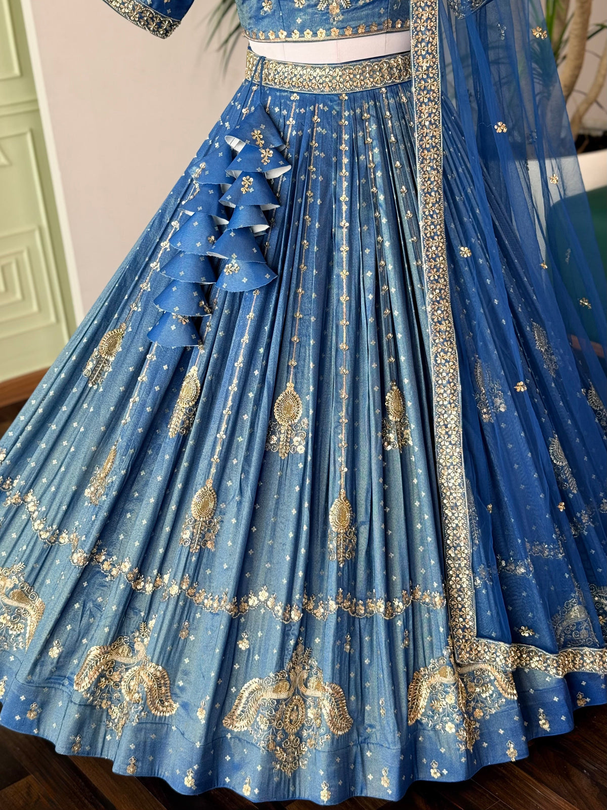 Royal blue color Jacquard Fabric With Bids Designer Lehenga choli for Any Function BL1696
