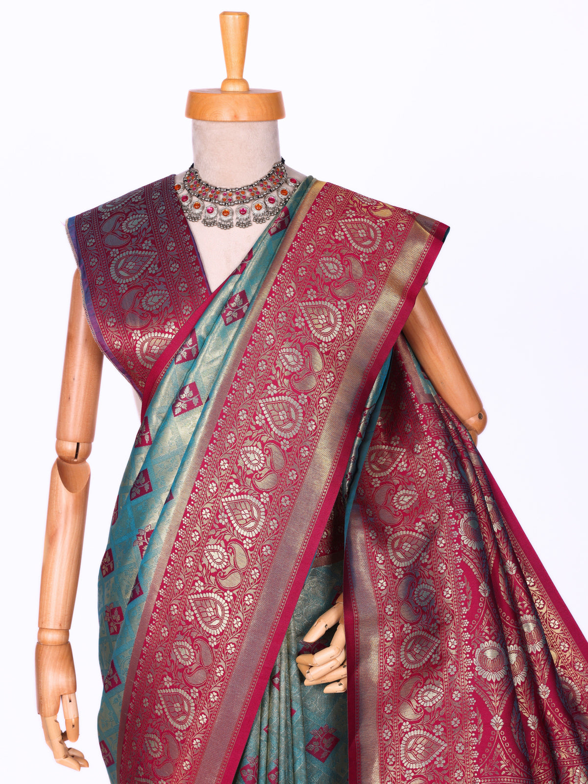 Sky blue color Kanjivaram work Designer Saree BLS1012_Sky blue
