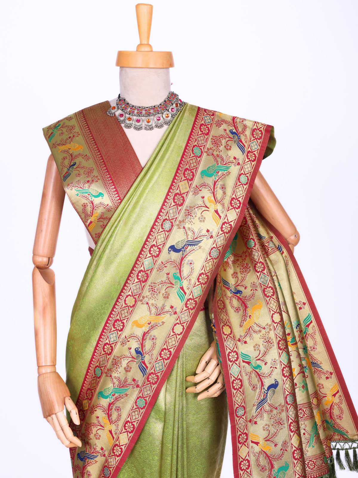 Parrot color Kanjivaram work Designer Saree BLS1014_Parrot