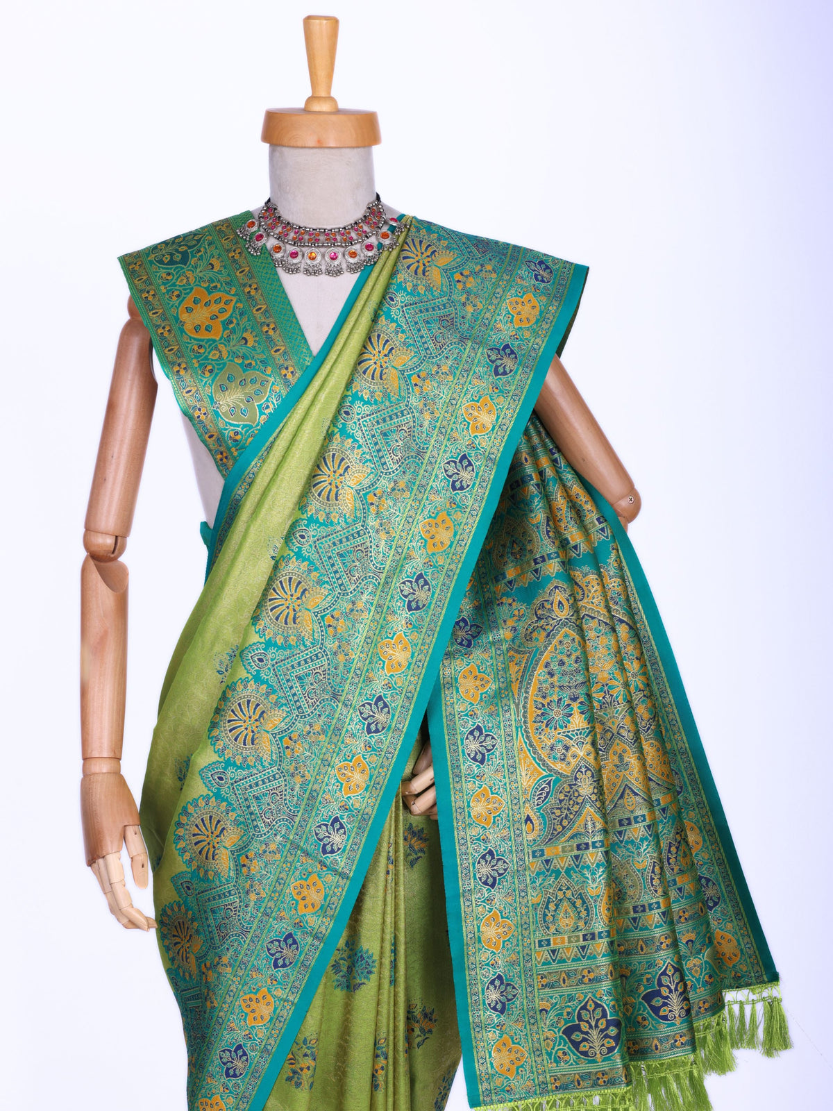 Parrot color Kanjivaram work Designer Saree BLS1019_Parrot