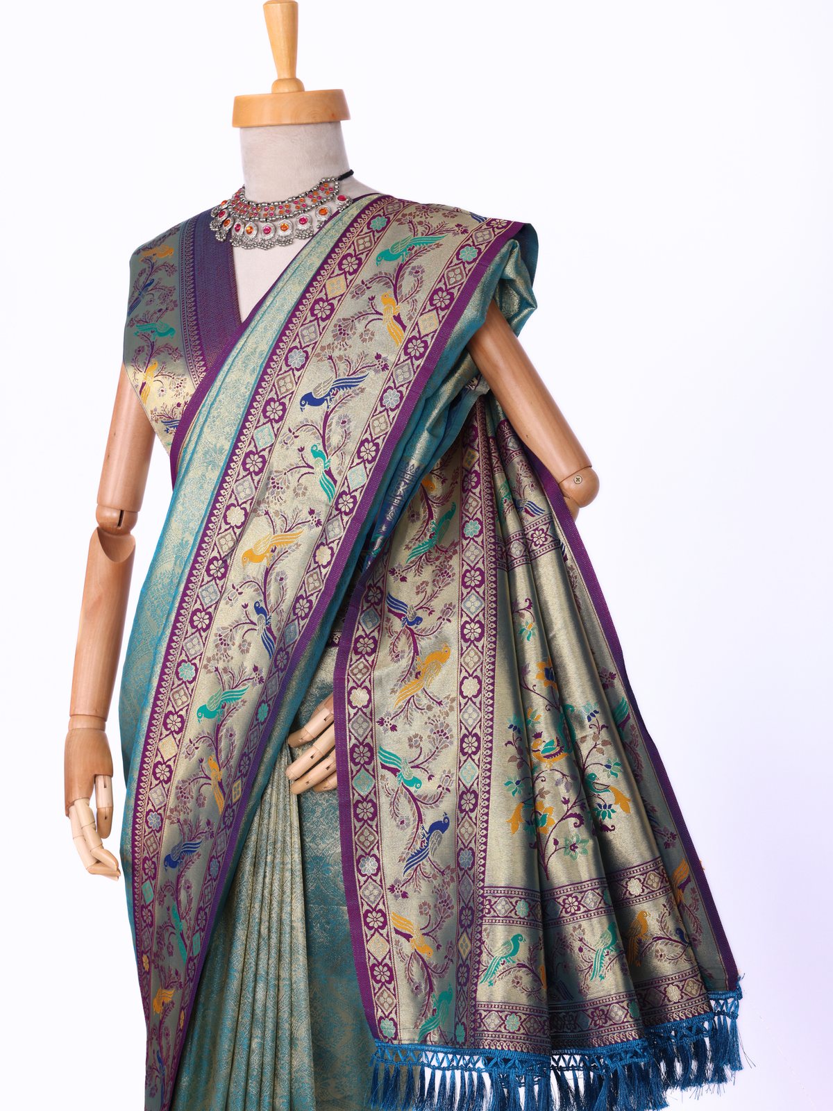 Sky blue color Kanjivaram work Designer Saree BLS1014_Sky blue