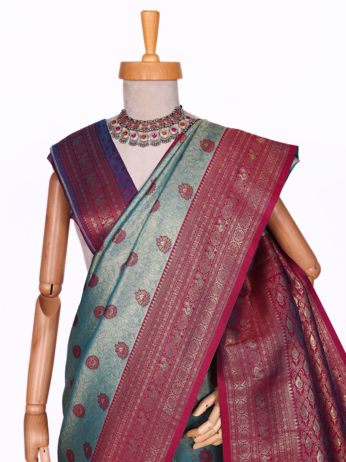 Skyblue color Kanjivaram work Designer Saree BLS1009_Skyblue