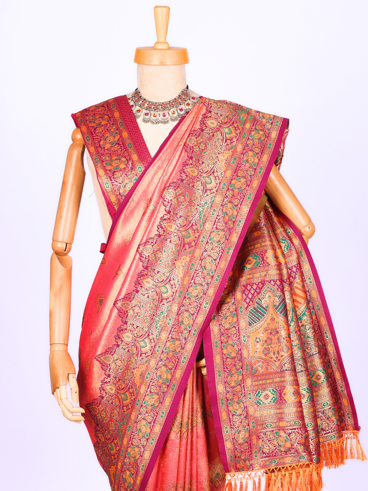 Orange color Kanjivaram work Designer Saree BLS1018_Orange