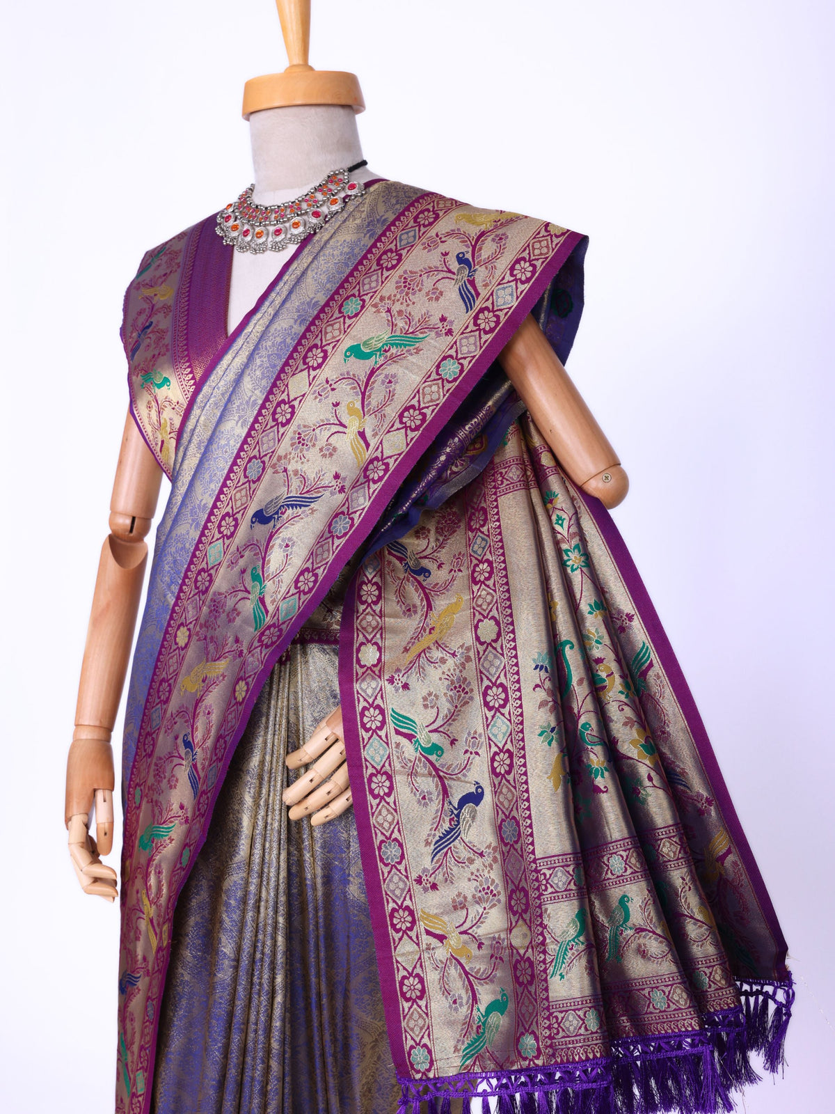Purple color Kanjivaram work Designer Saree BLS1014_Purple